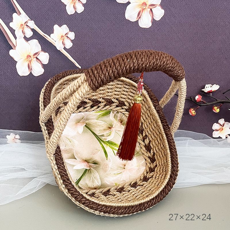 Hemp Rope Hand-woven Finished Baskets Pastoral Retro Hand-woven Baskets